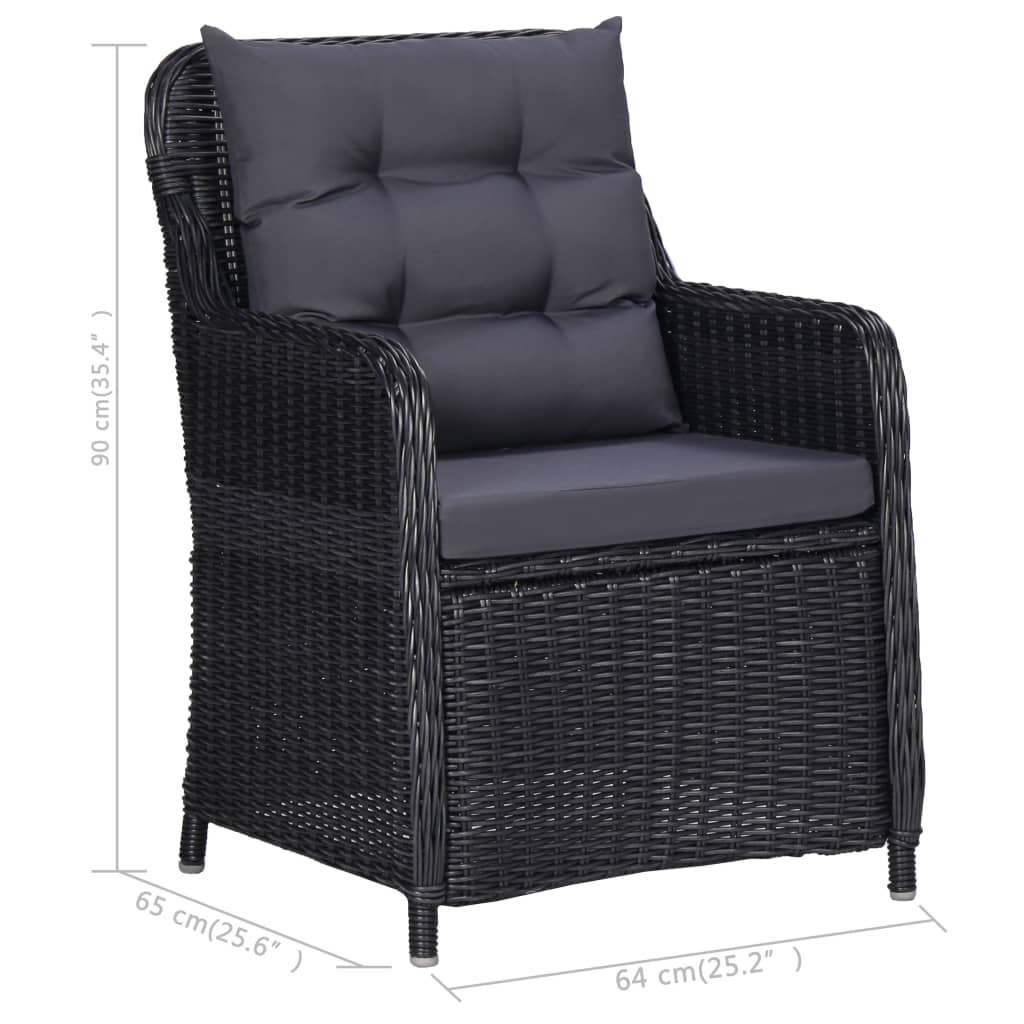 3 Piece Garden Dining Set Black