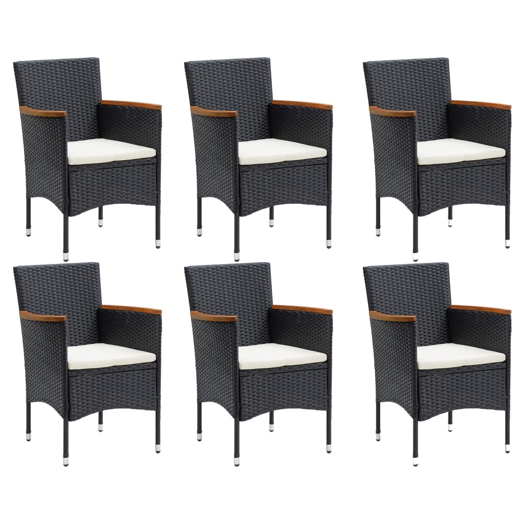 7 Piece Garden Dining Set Black