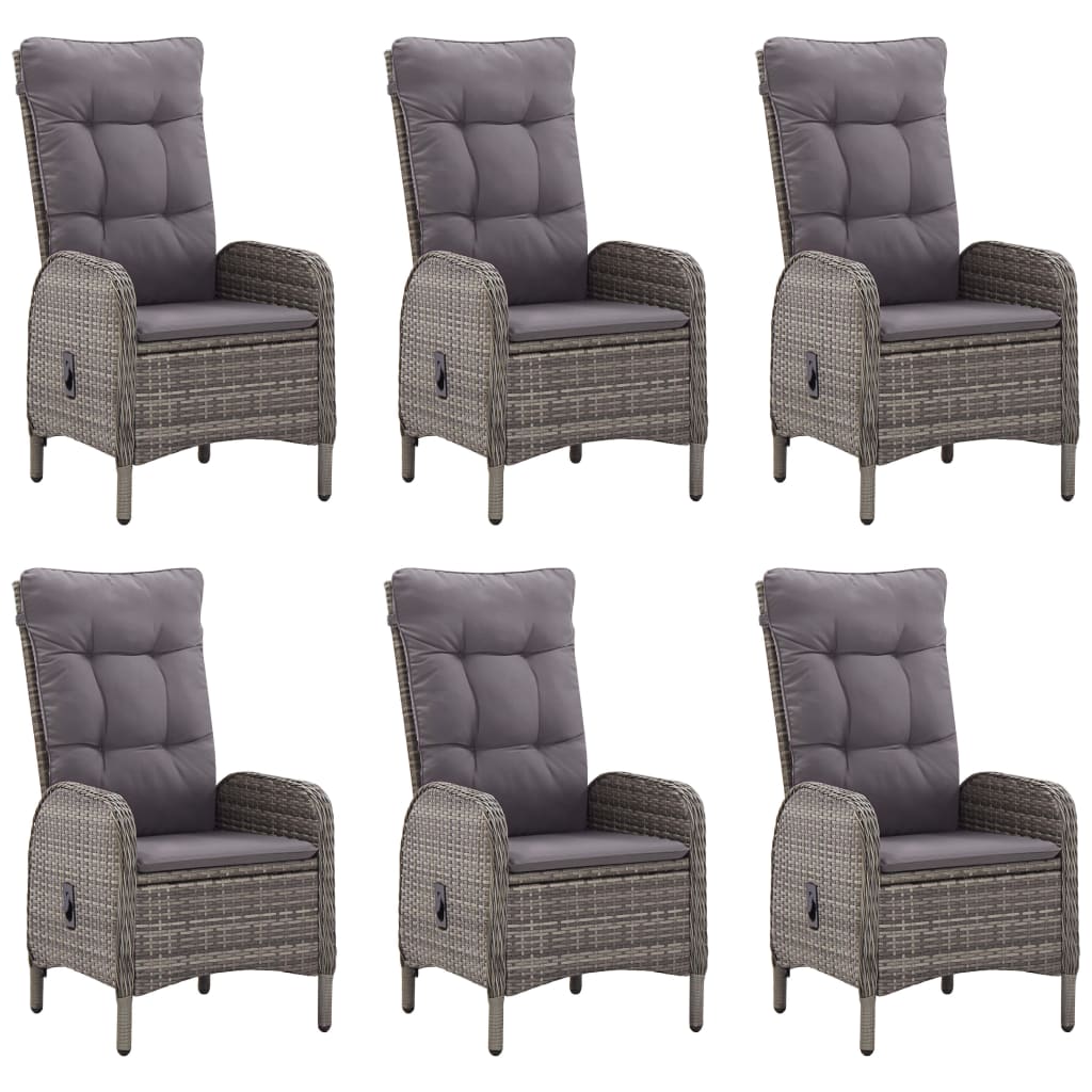 7 Piece Garden Dining Set Grey