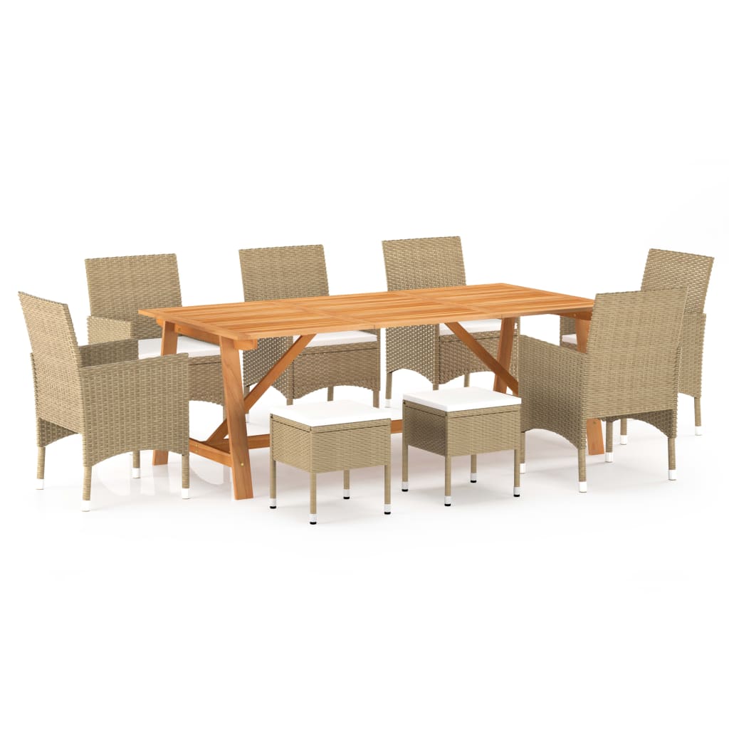 9 Piece Garden Dining Set Beige