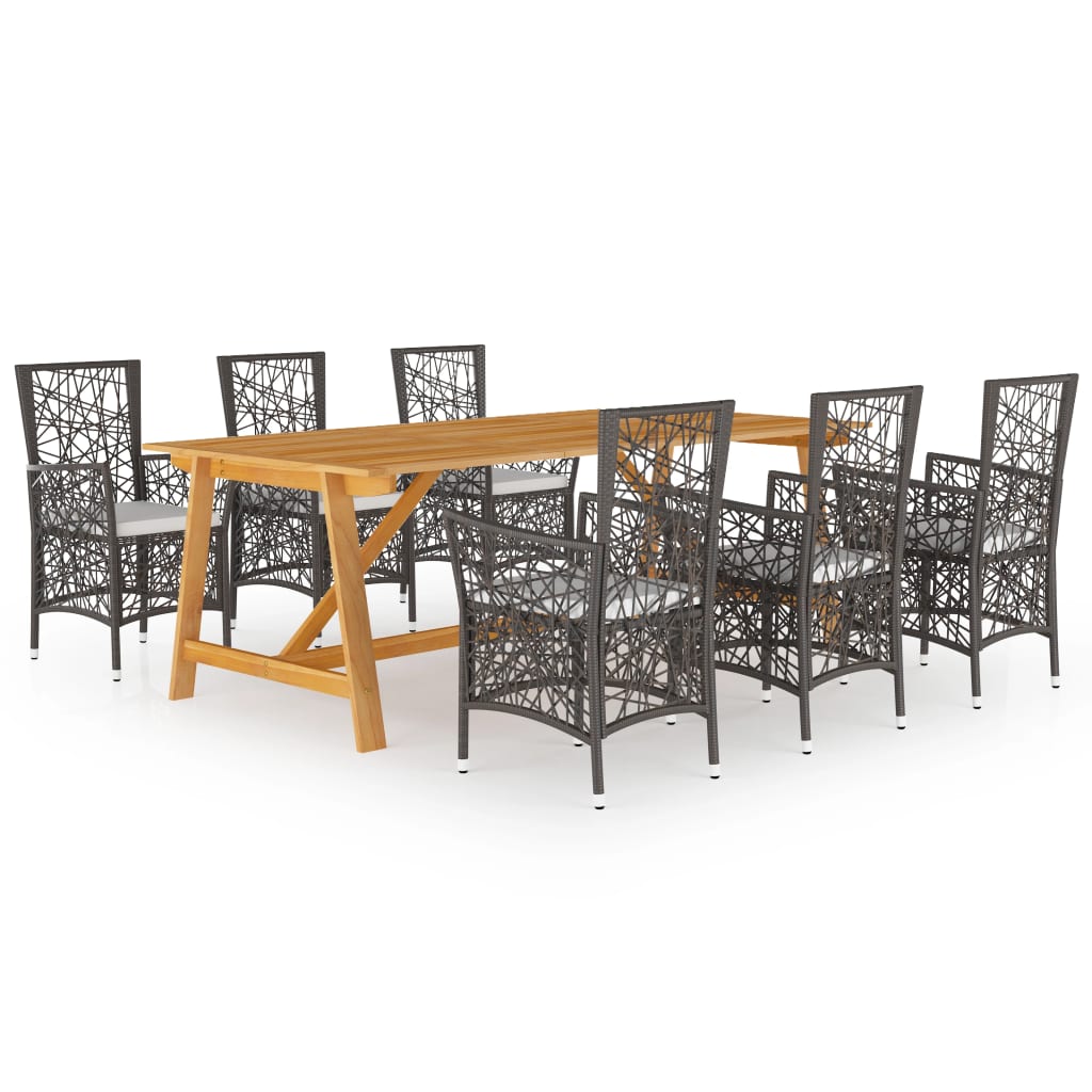 7 Piece Garden Dining Set Brown