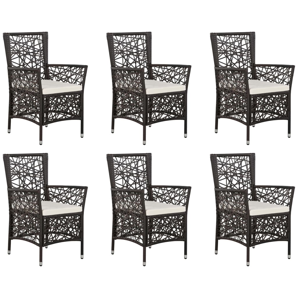 7 Piece Garden Dining Set Brown