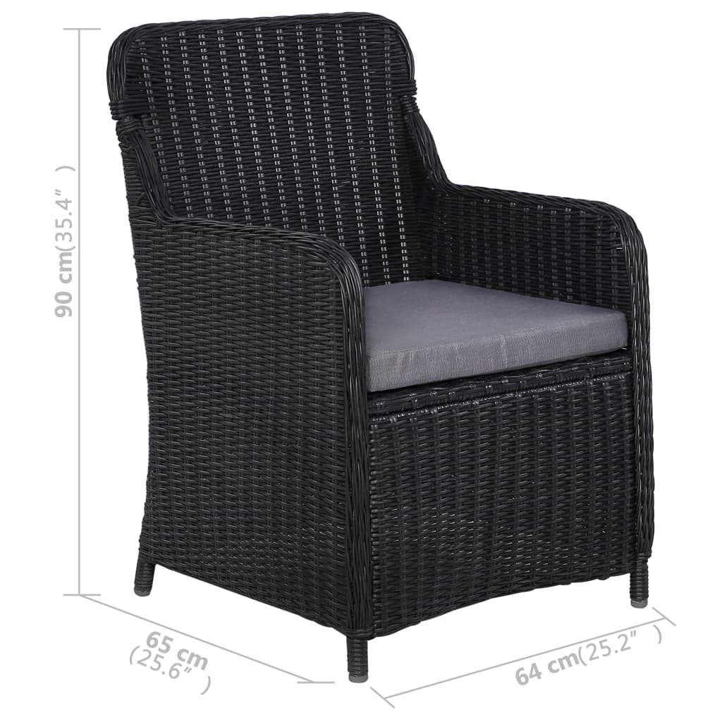 7 Piece Garden Dining Set Black