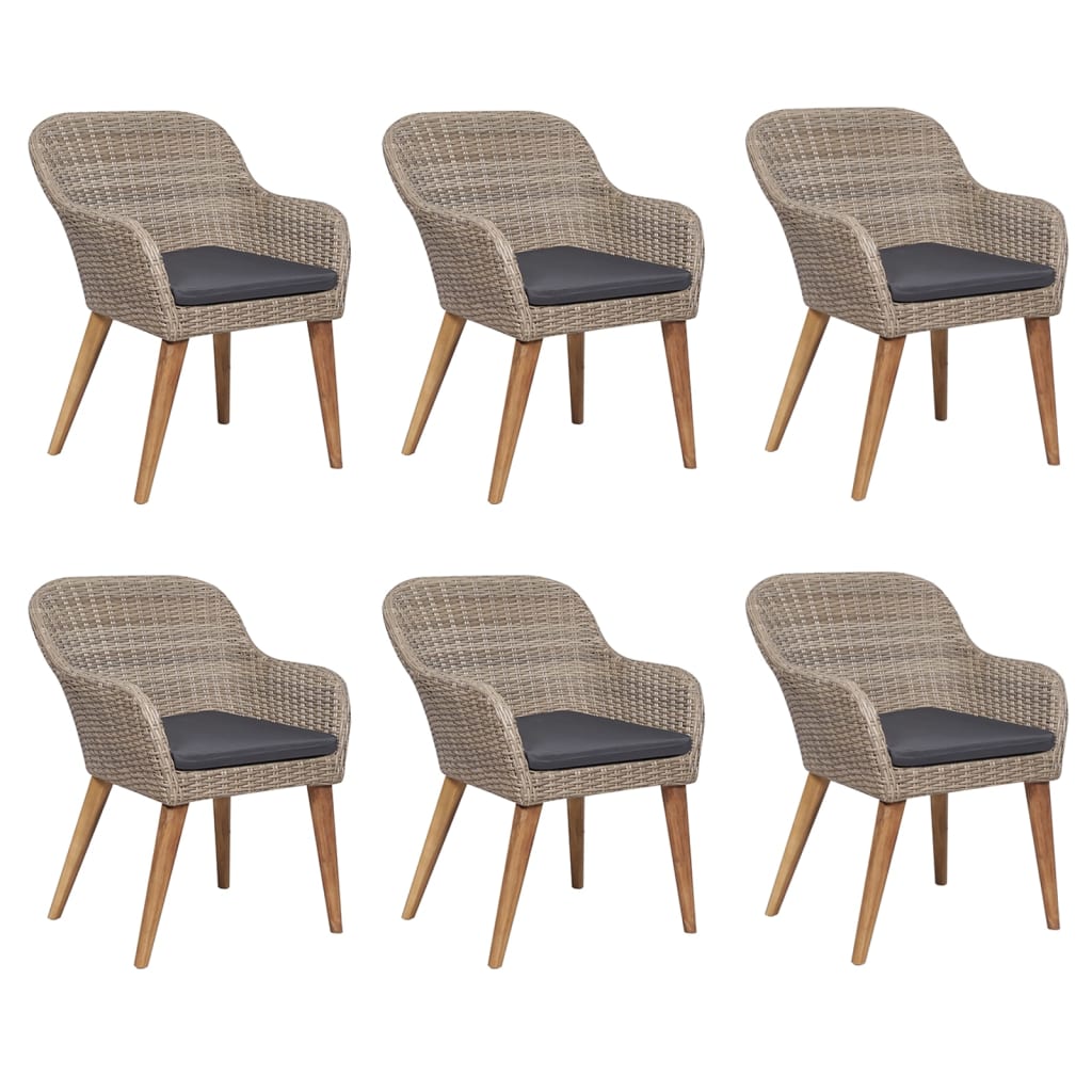 7 Piece Garden Dining Set Brown