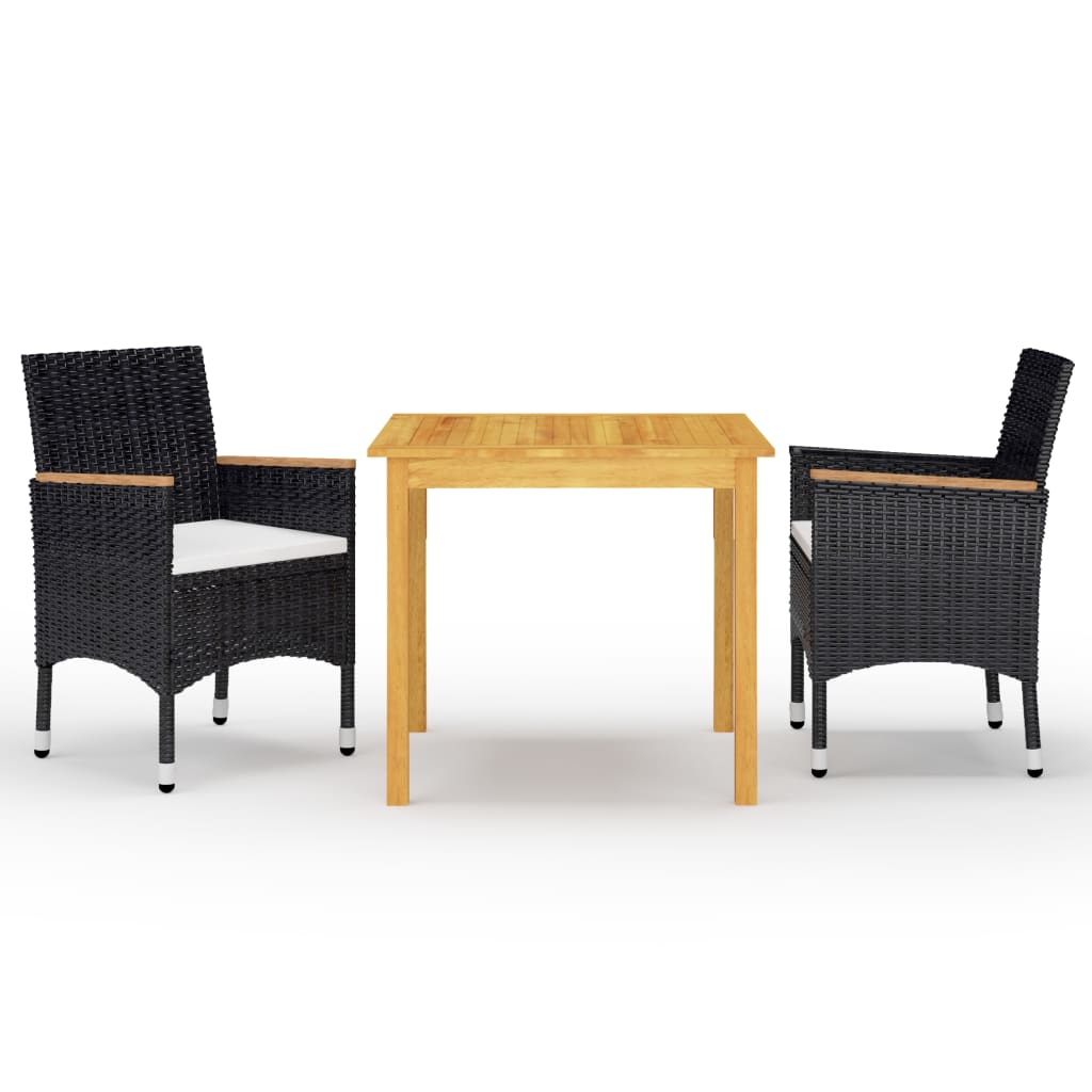 3 Piece Garden Dining Set Black