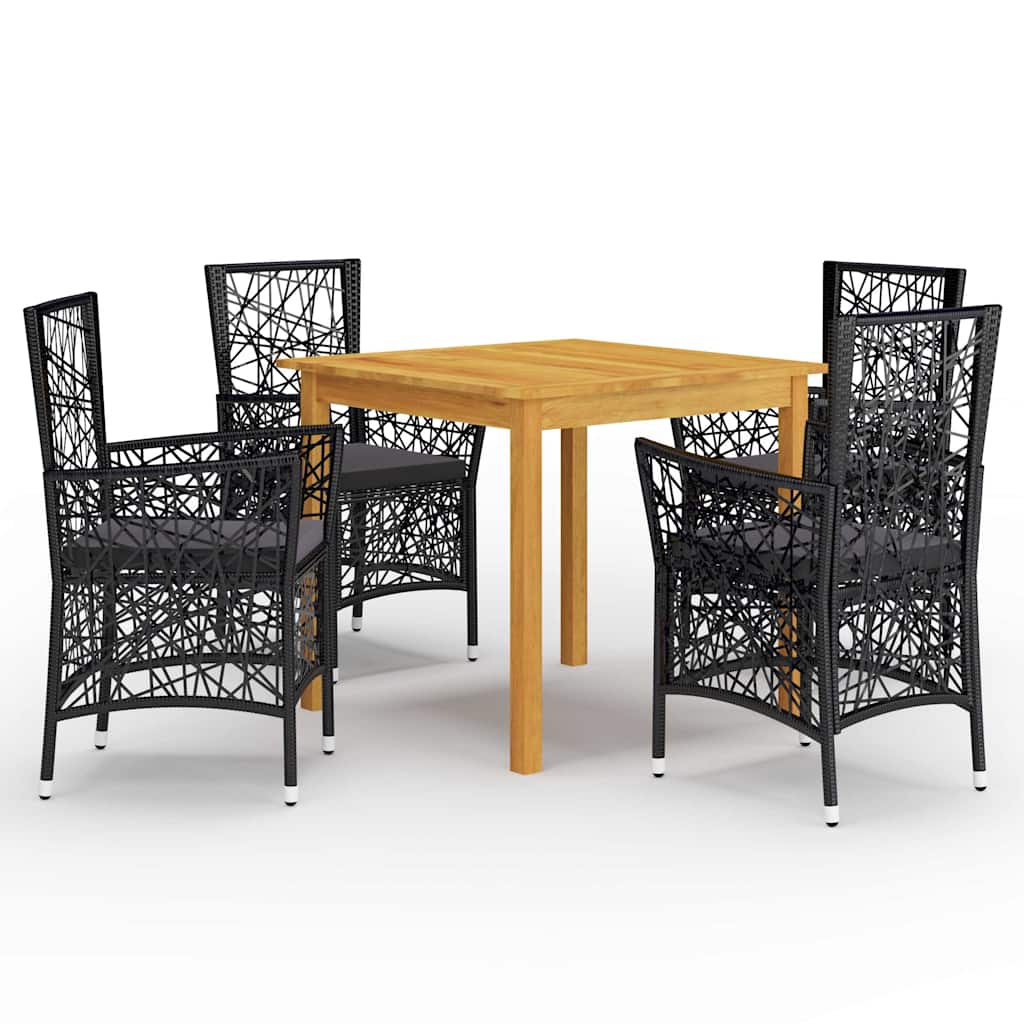 5 Piece Garden Dining Set Black