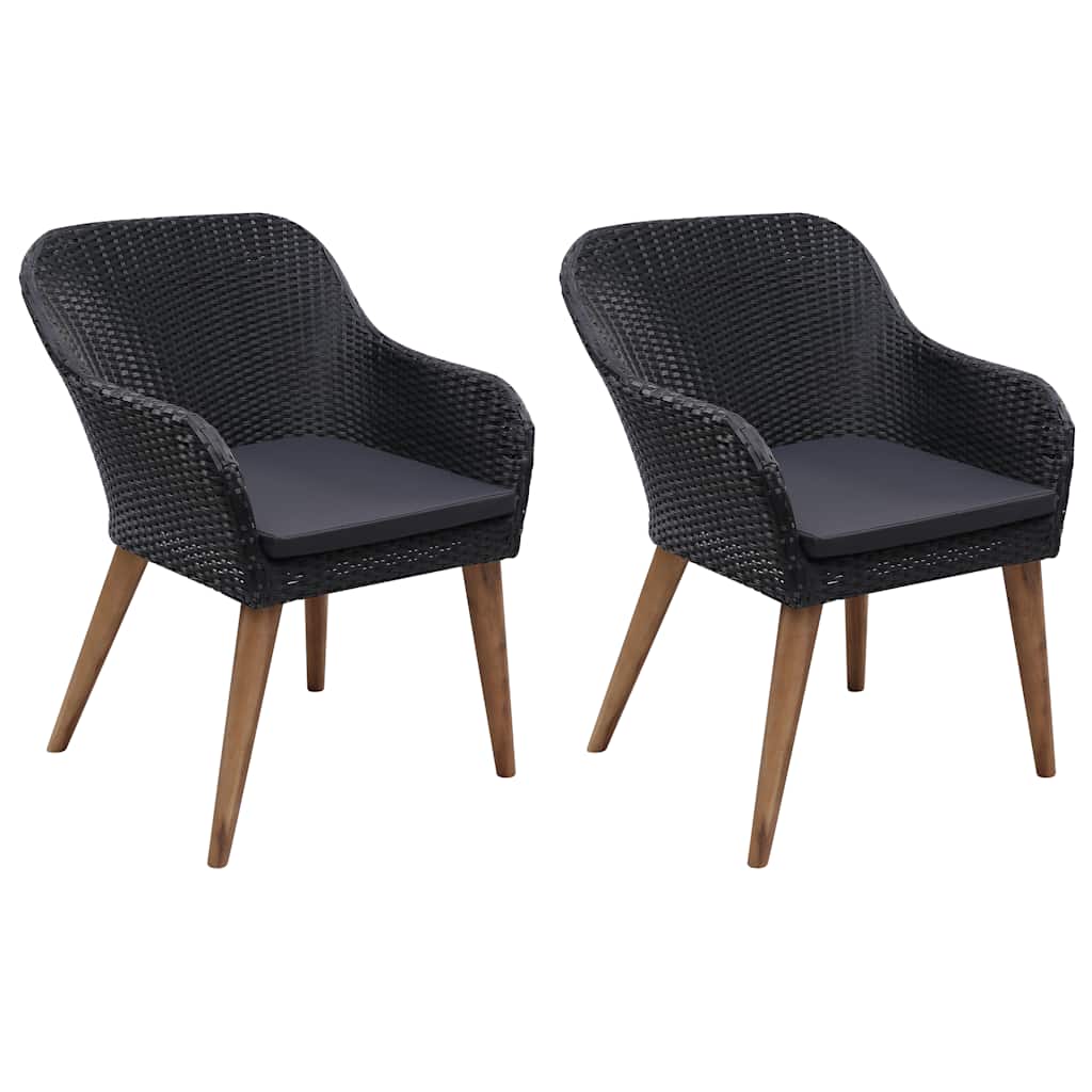 3 Piece Garden Dining Set Black