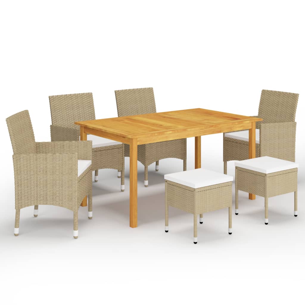 7 Piece Garden Dining Set Beige
