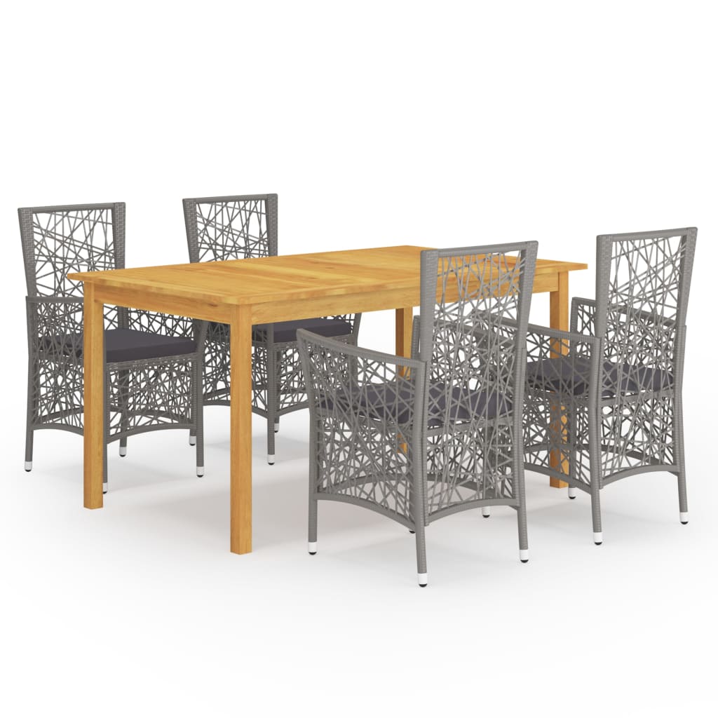 5 Piece Garden Dining Set Grey