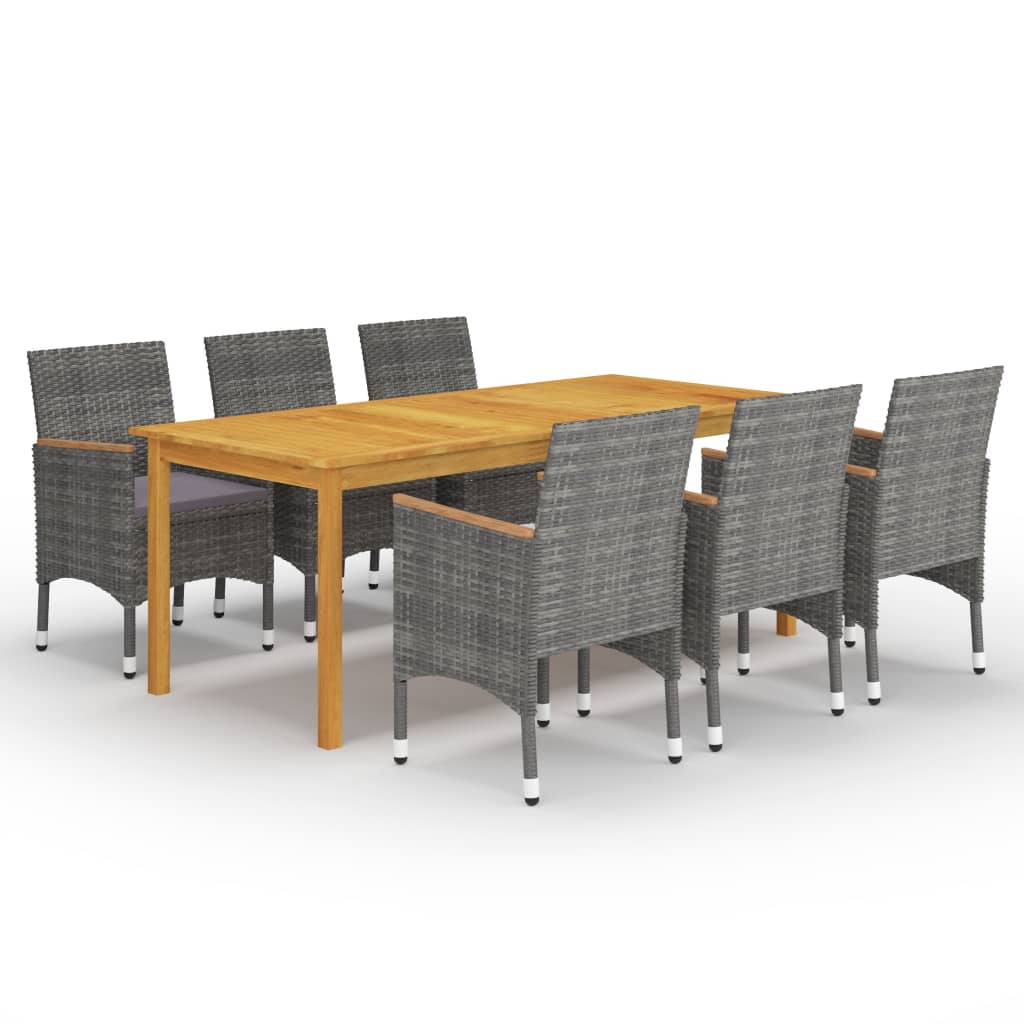 7 Piece Garden Dining Set Grey