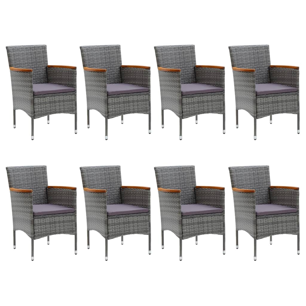 9 Piece Garden Dining Set Grey