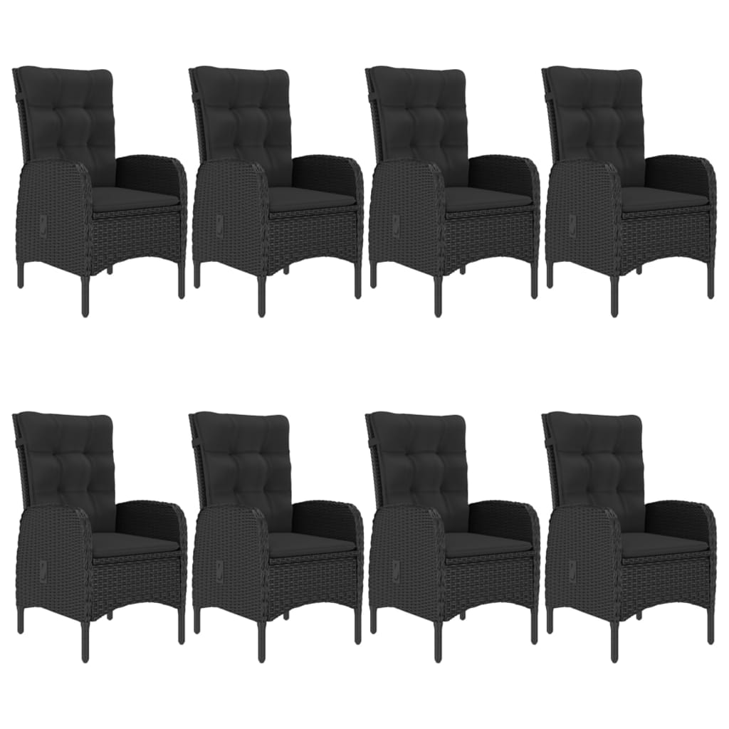 9 Piece Garden Dining Set Black