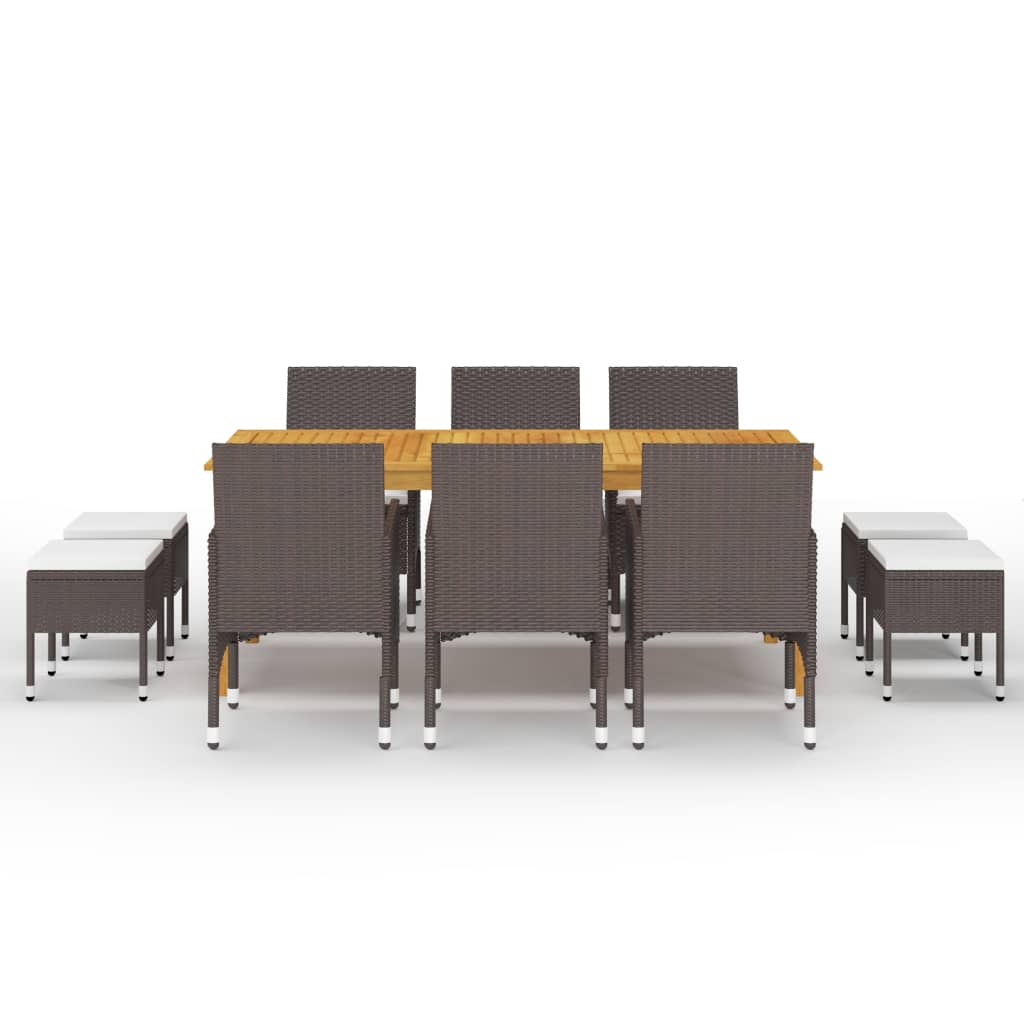 11 Piece Garden Dining Set Brown