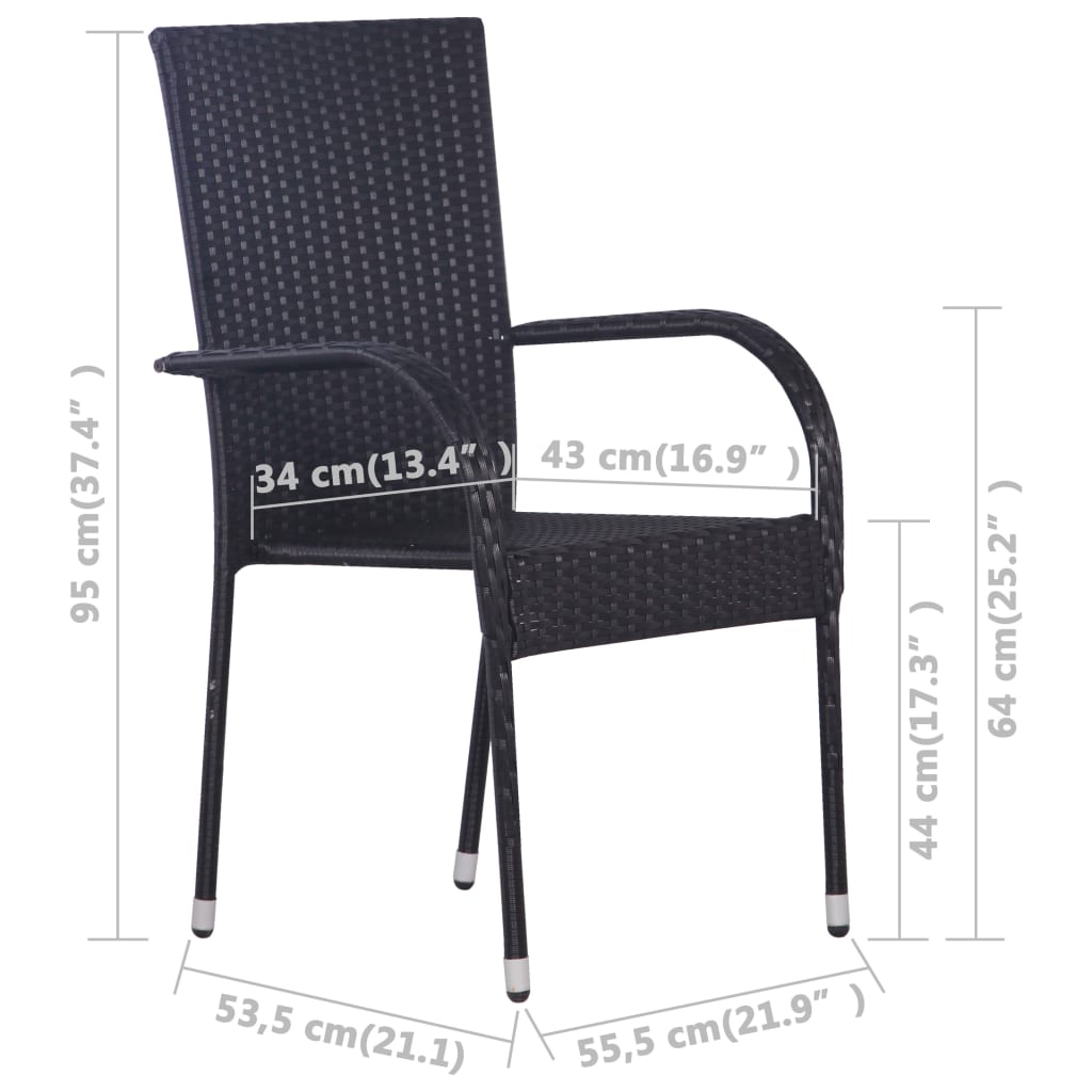 9 Piece Garden Dining Set Black