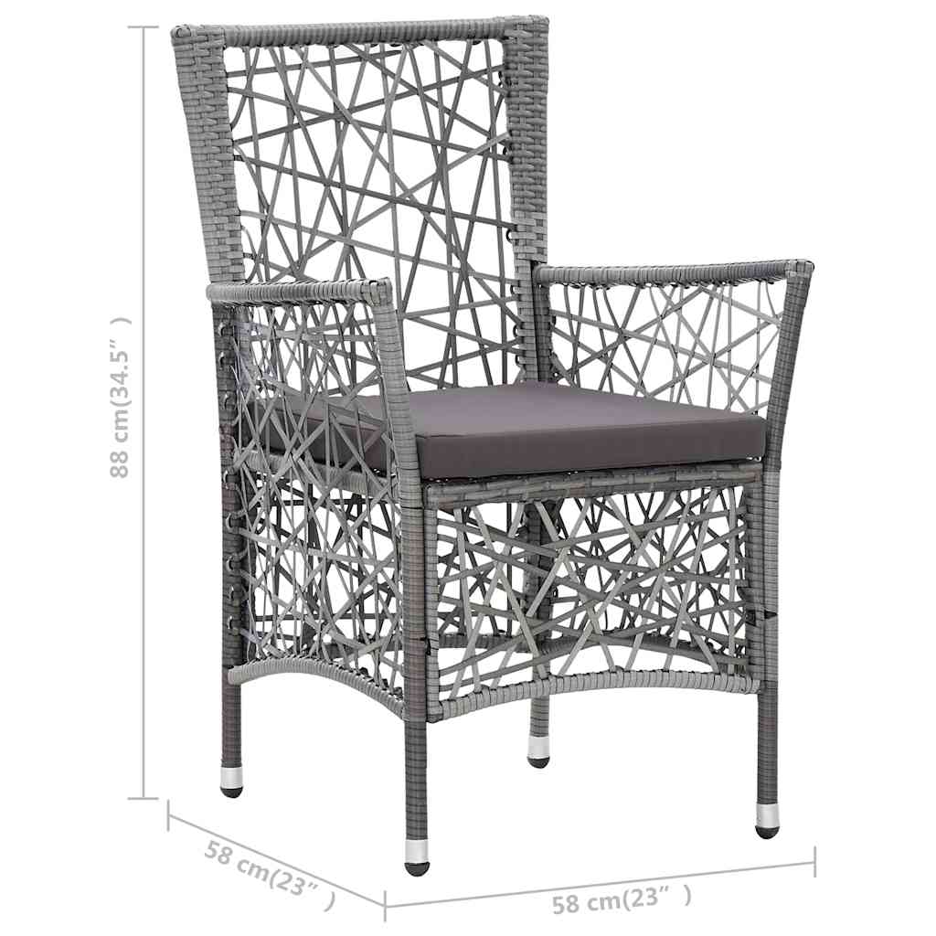 7 Piece Garden Dining Set Grey