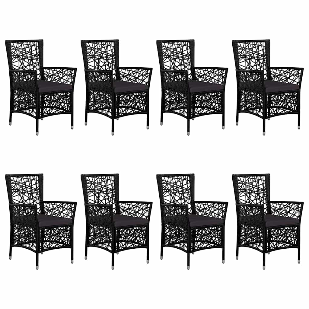 9 Piece Garden Dining Set Black