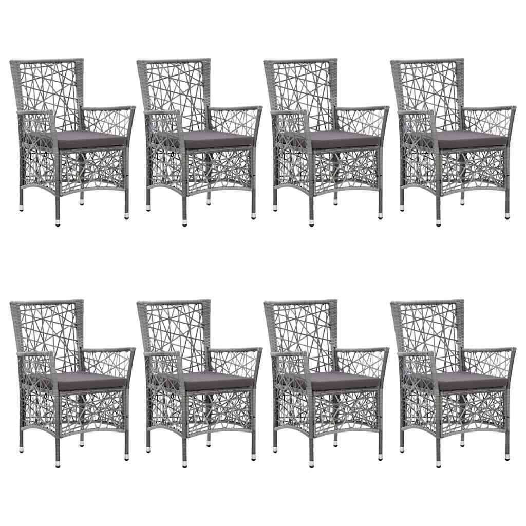 9 Piece Garden Dining Set Grey
