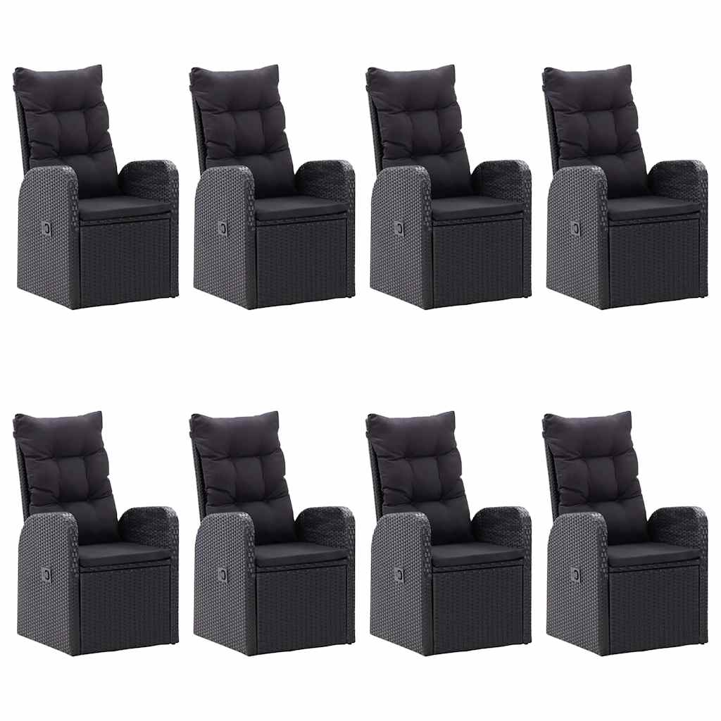 9 Piece Garden Dining Set Black