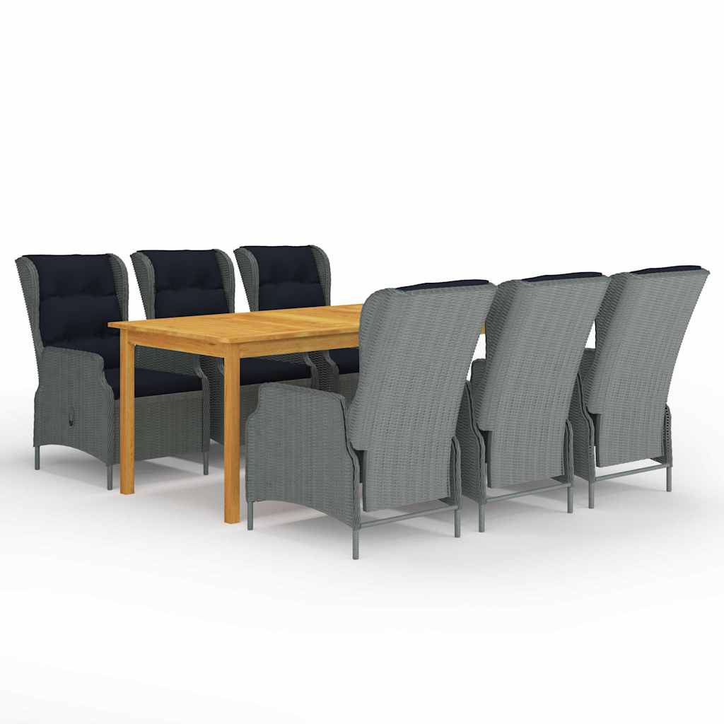 7 Piece Garden Dining Set Light Grey