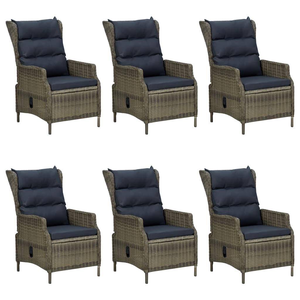 7 Piece Garden Dining Set Brown