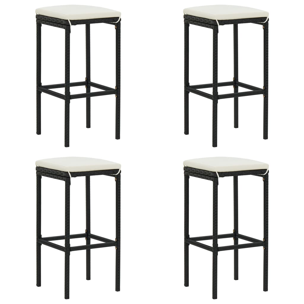 5 Piece Garden Bar Set with Cushions Black