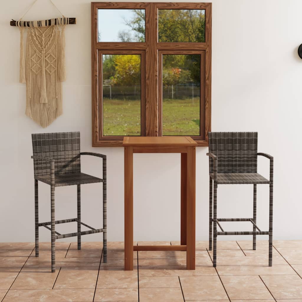 3 Piece Garden Bar Set Grey