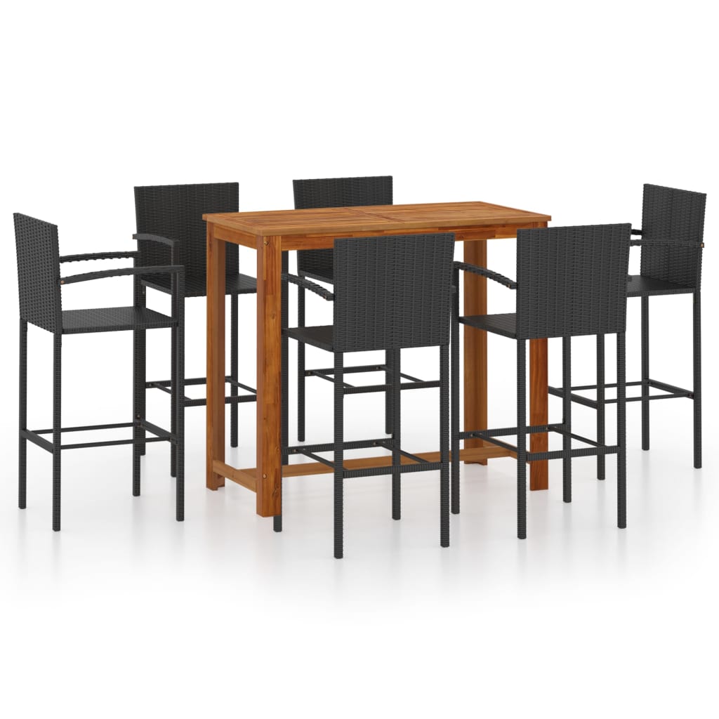 7 Piece Garden Bar Set Black