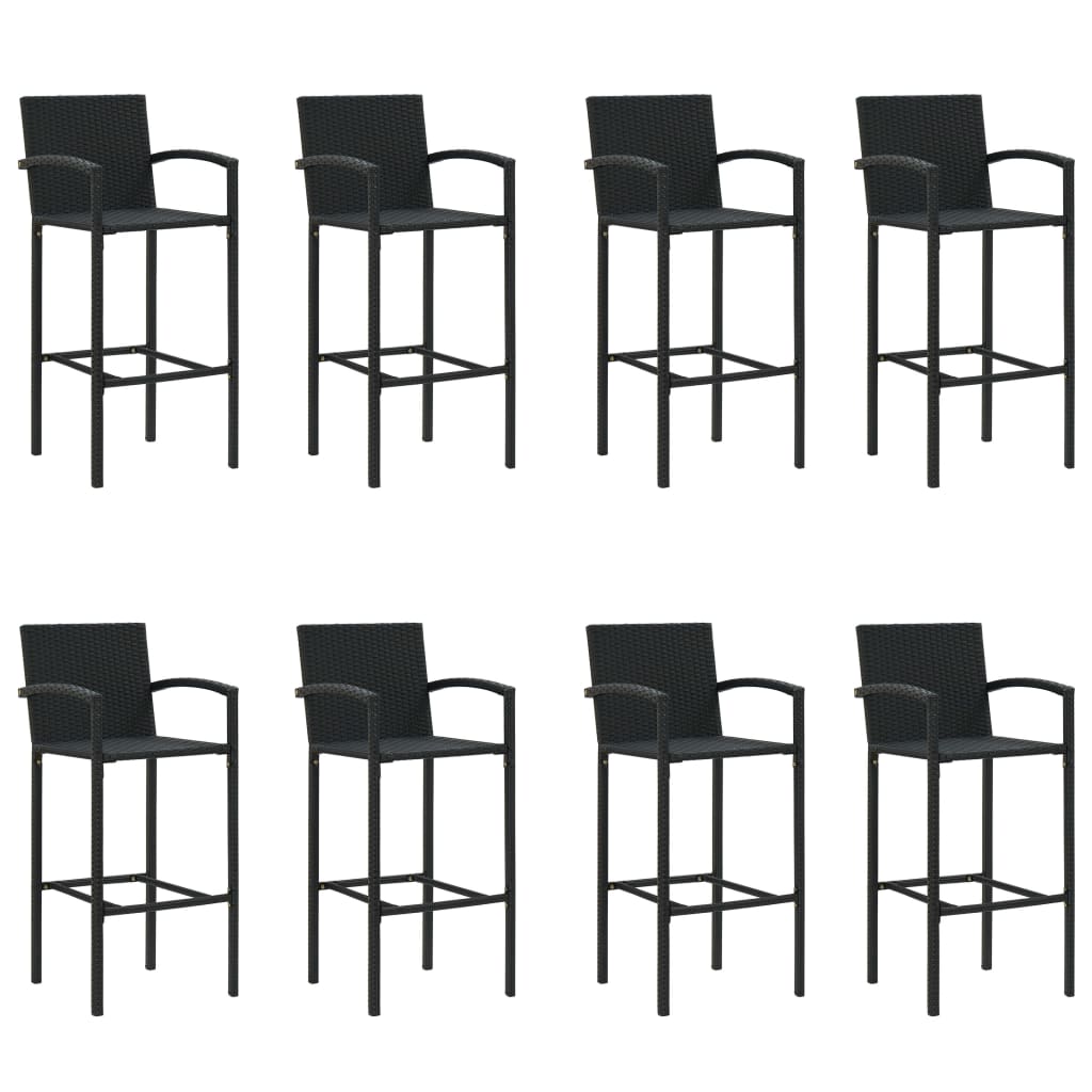 9 Piece Garden Bar Set Black