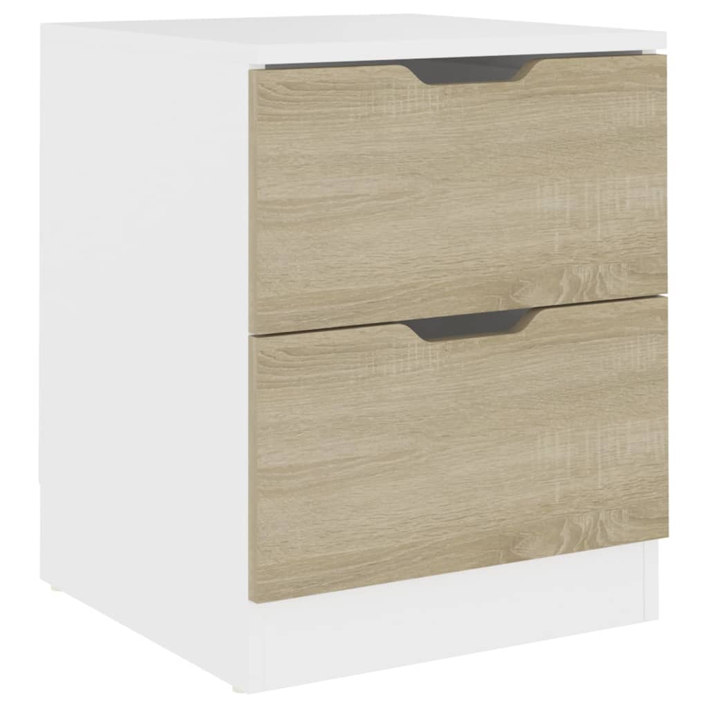 Bedside Cabinet White & Sonoma Oak 40x40x50 cm Engineered Wood
