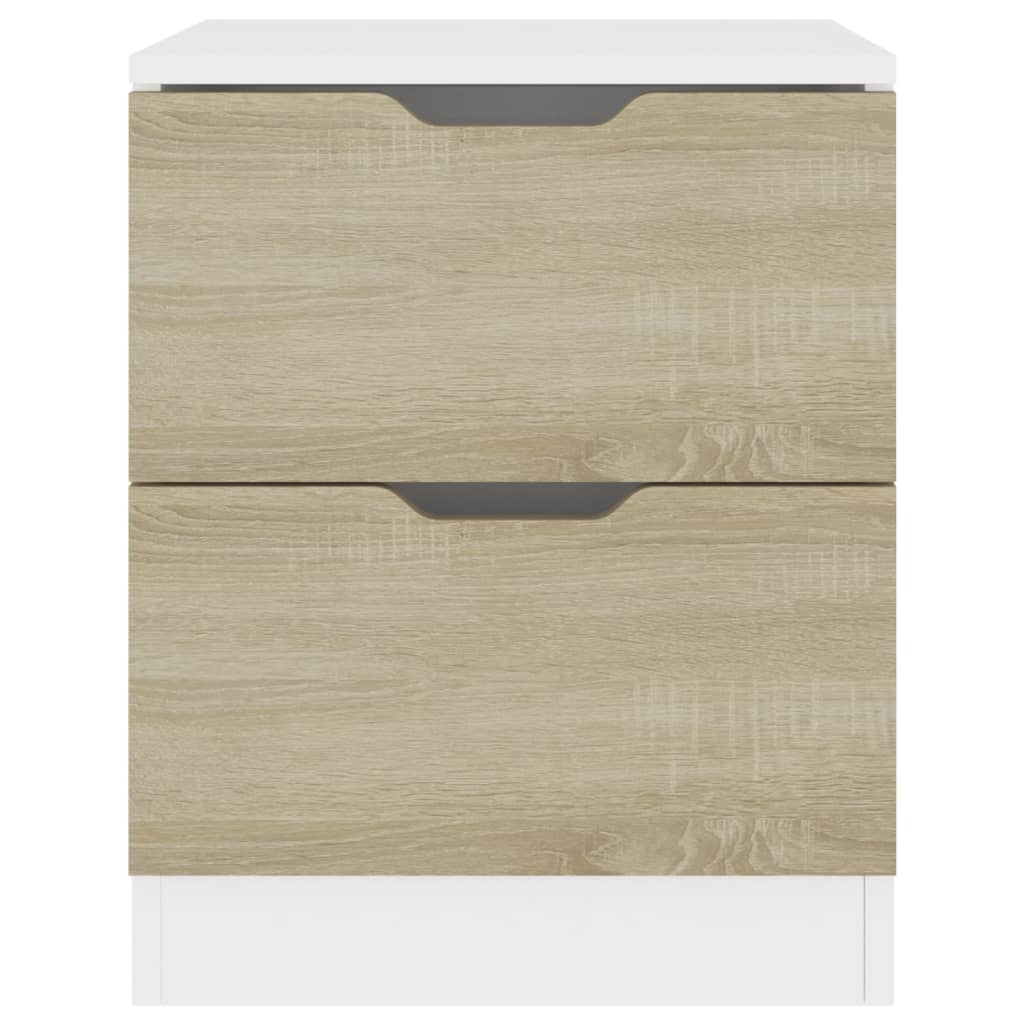 Bedside Cabinet White & Sonoma Oak 40x40x50 cm Engineered Wood