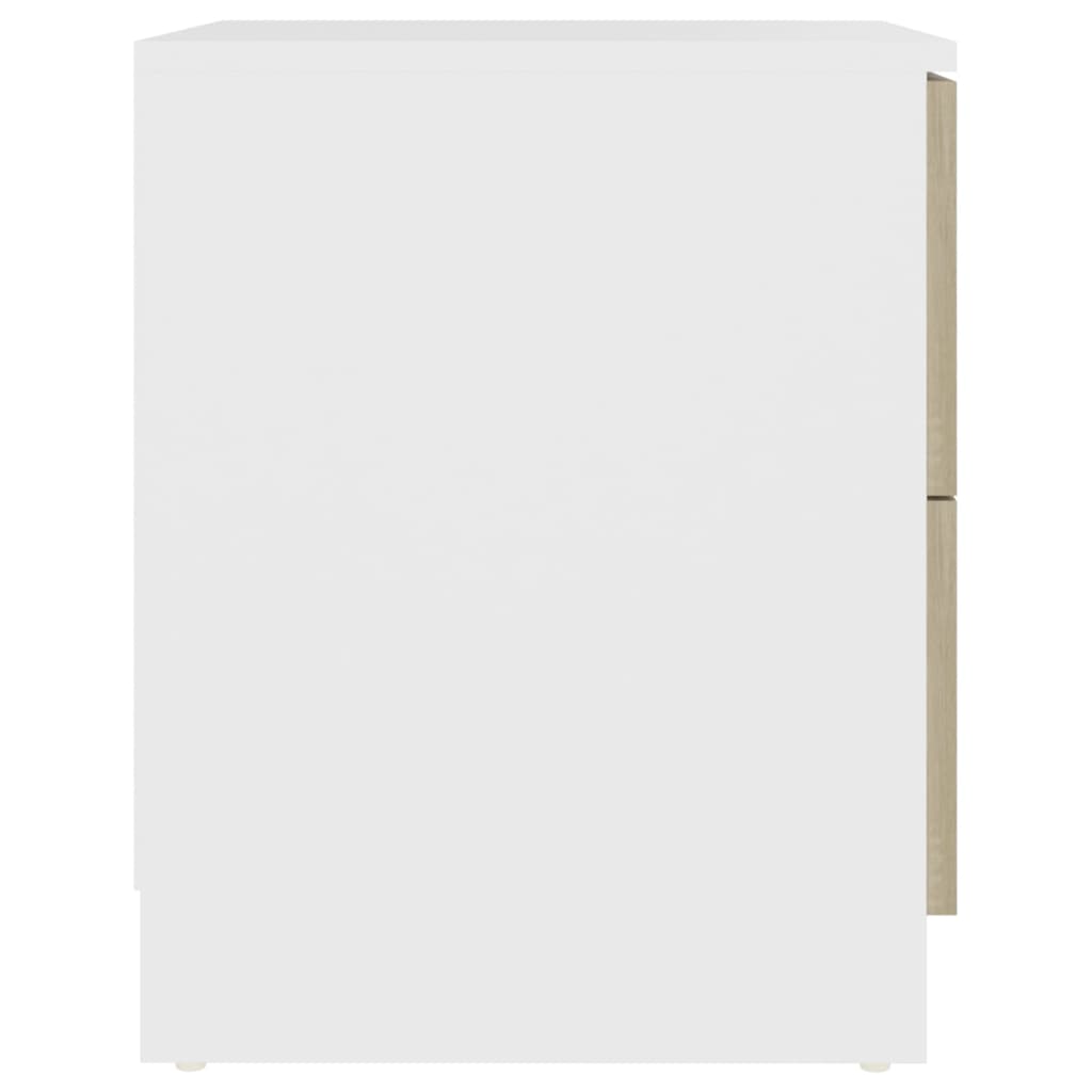 Bedside Cabinet White & Sonoma Oak 40x40x50 cm Engineered Wood