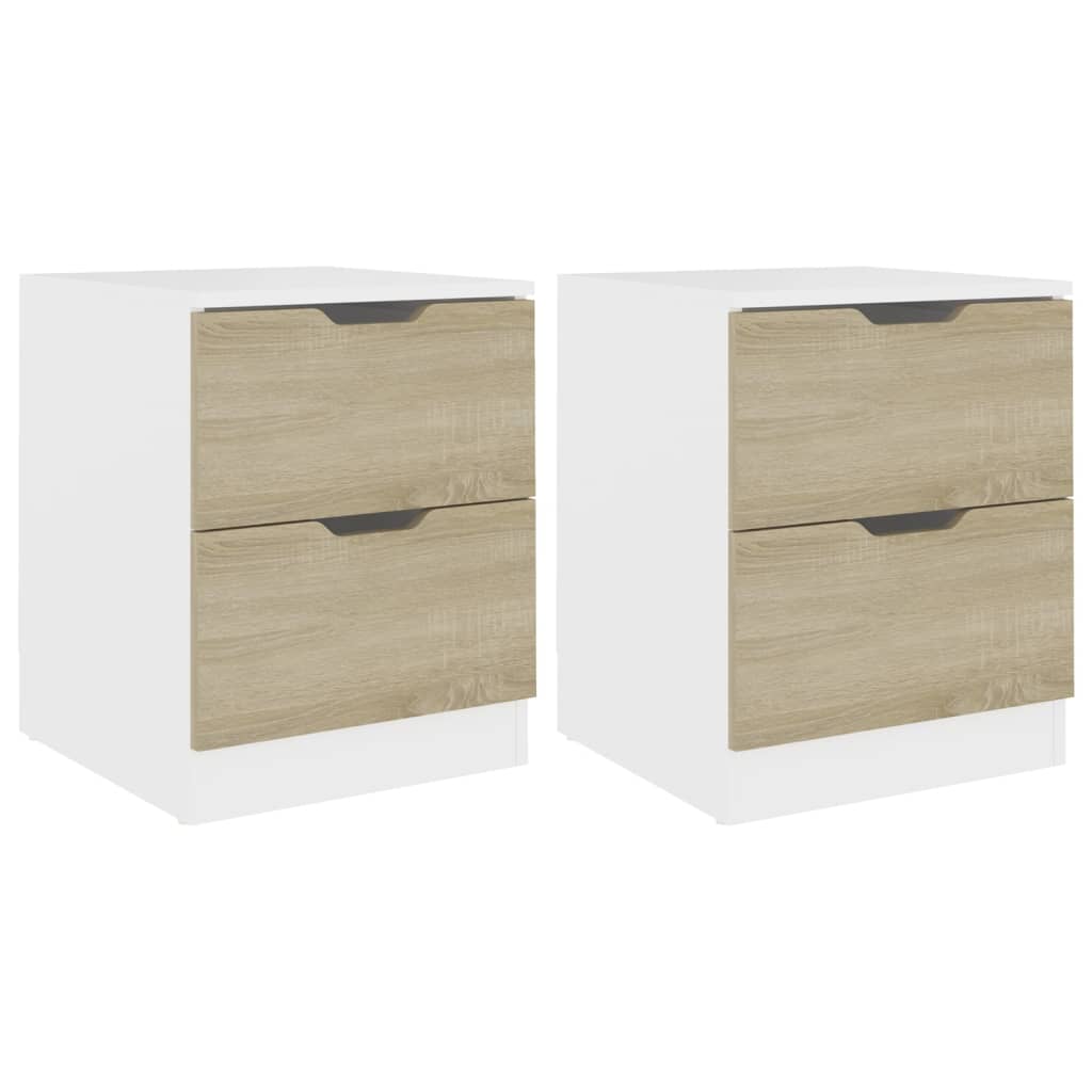Bedside Cabinets 2 pcs White & Sonoma Oak 40x40x50 cm Engineered Wood