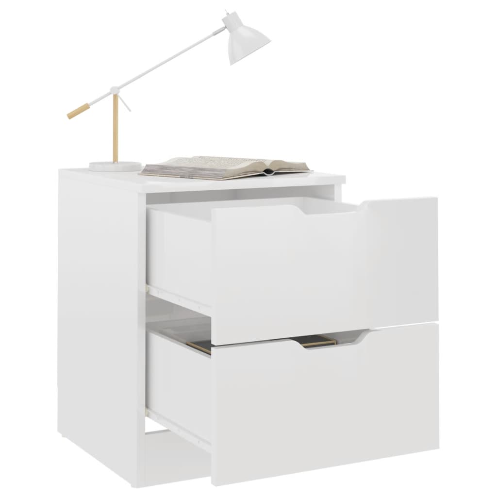 Bedside Cabinet High Gloss White 40x40x50 cm Engineered Wood