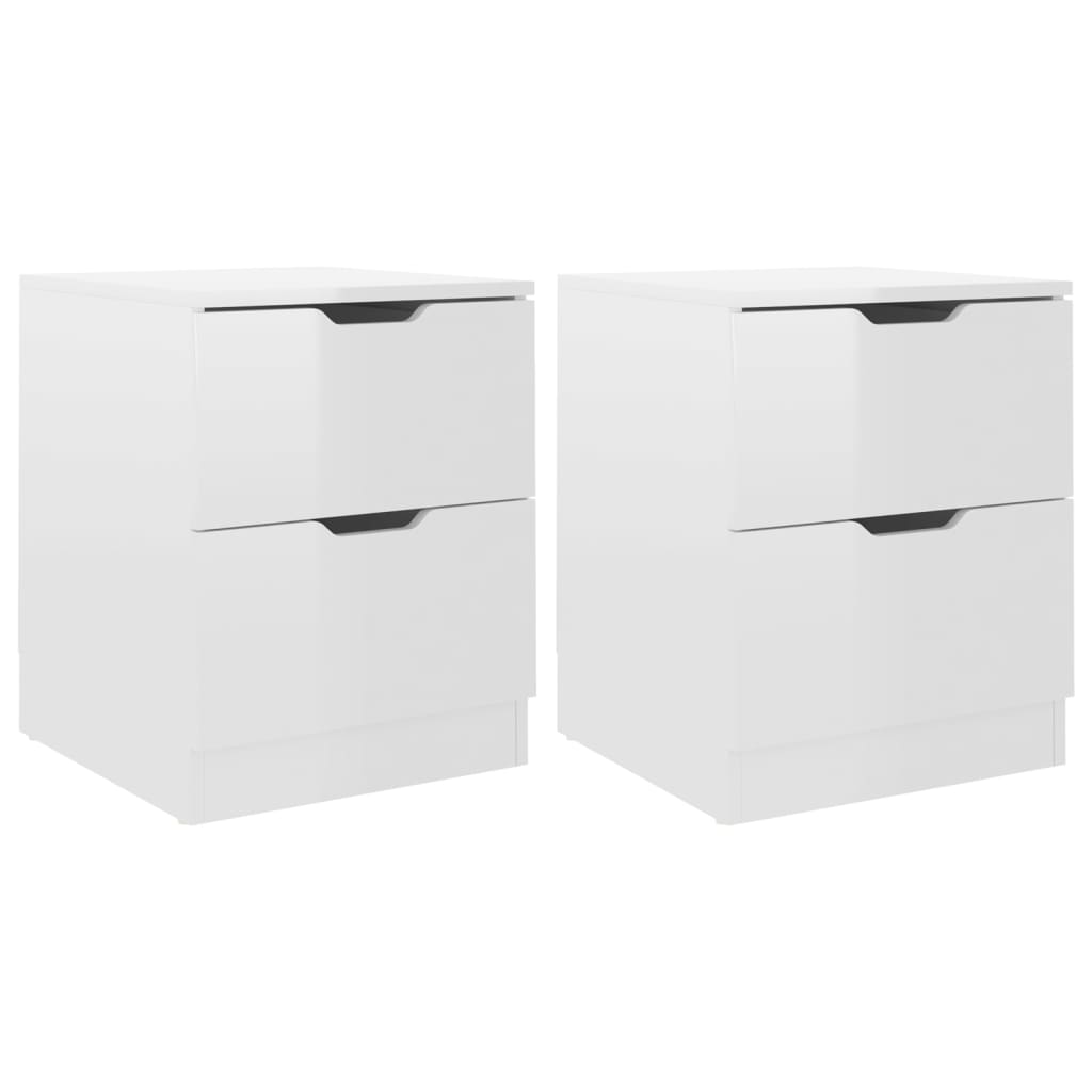 Bedside Cabinets 2 pcs High Gloss White 40x40x50 cm Engineered Wood