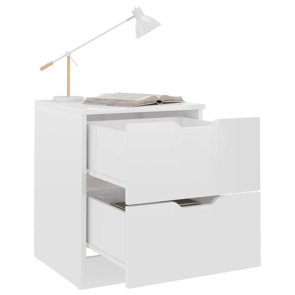 Bedside Cabinets 2 pcs High Gloss White 40x40x50 cm Engineered Wood