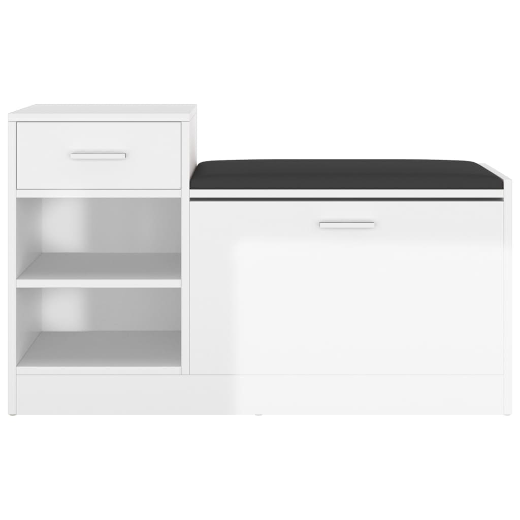 Shoe Bench High Gloss White 94.5x31x57 cm Engineered Wood