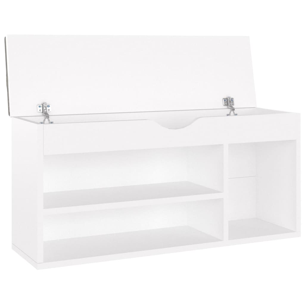Shoe Bench with Cushion White 104x30x49 cm Engineered Wood