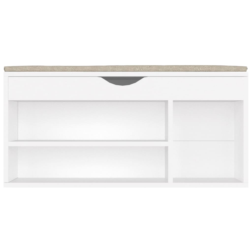 Shoe Bench with Cushion White 104x30x49 cm Engineered Wood