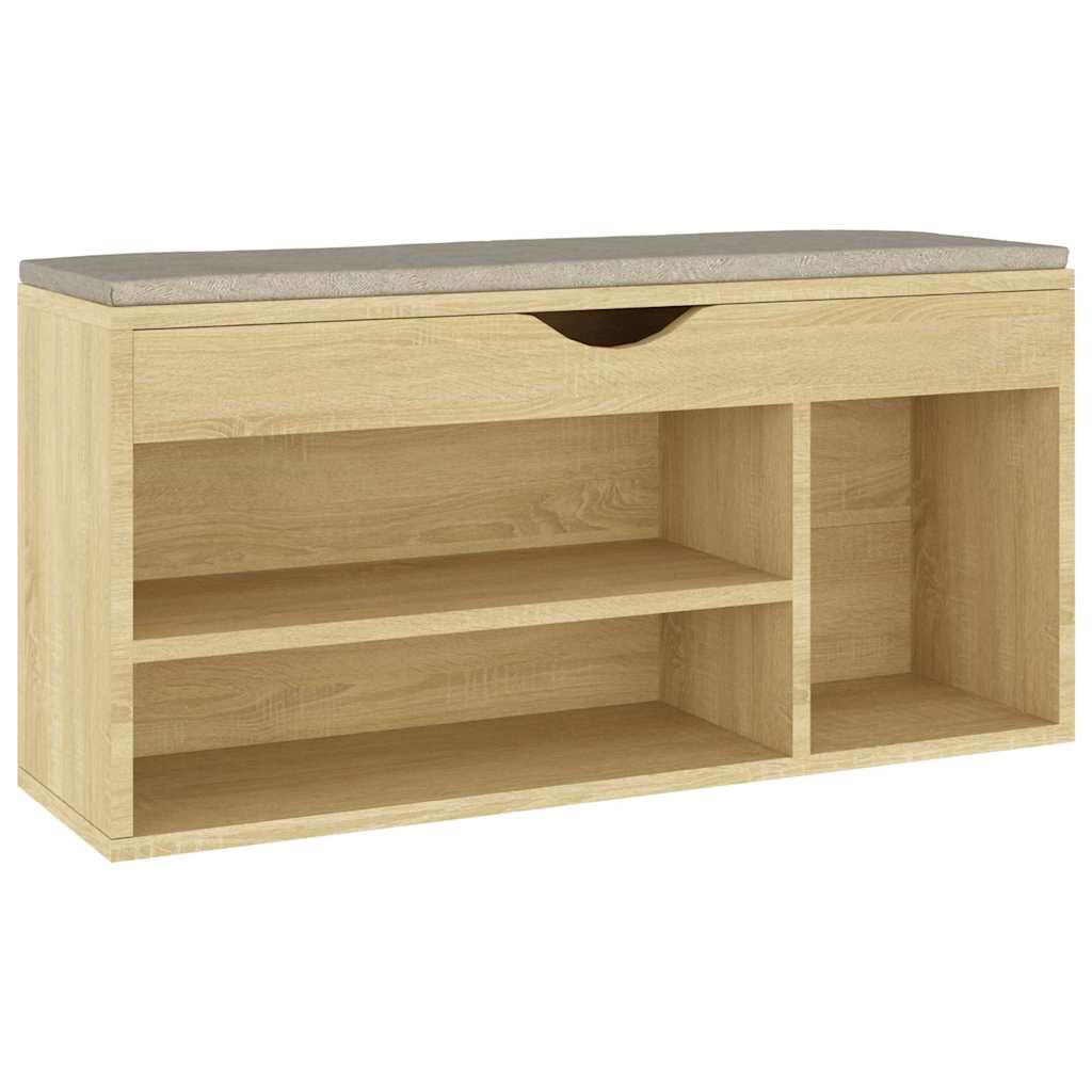 Shoe Bench with Cushion Sonoma Oak 104x30x49 cm Engineered Wood