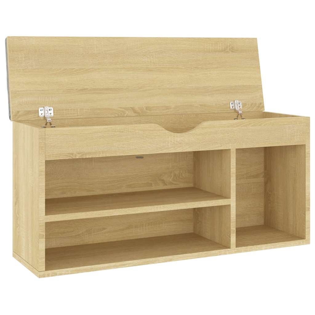 Shoe Bench with Cushion Sonoma Oak 104x30x49 cm Engineered Wood