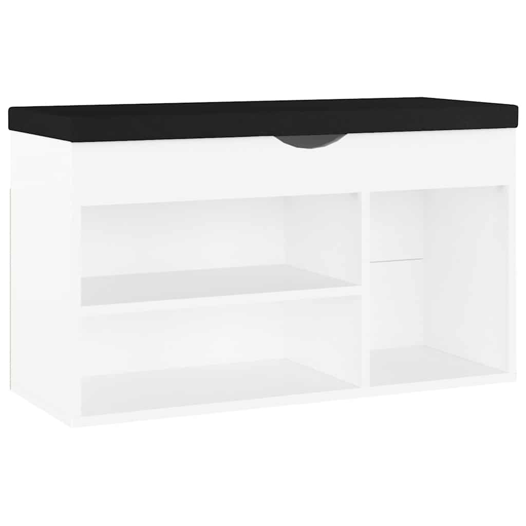 Shoe Bench with Cushion White 80x30x47 cm Engineered Wood
