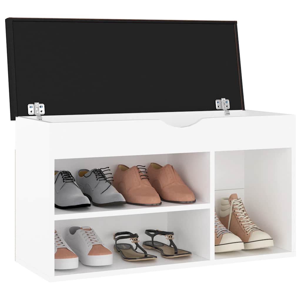 Shoe Bench with Cushion White 80x30x47 cm Engineered Wood