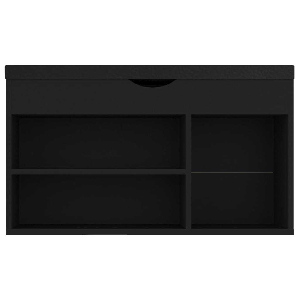Shoe Bench with Cushion Black 80x30x47 cm Engineered Wood