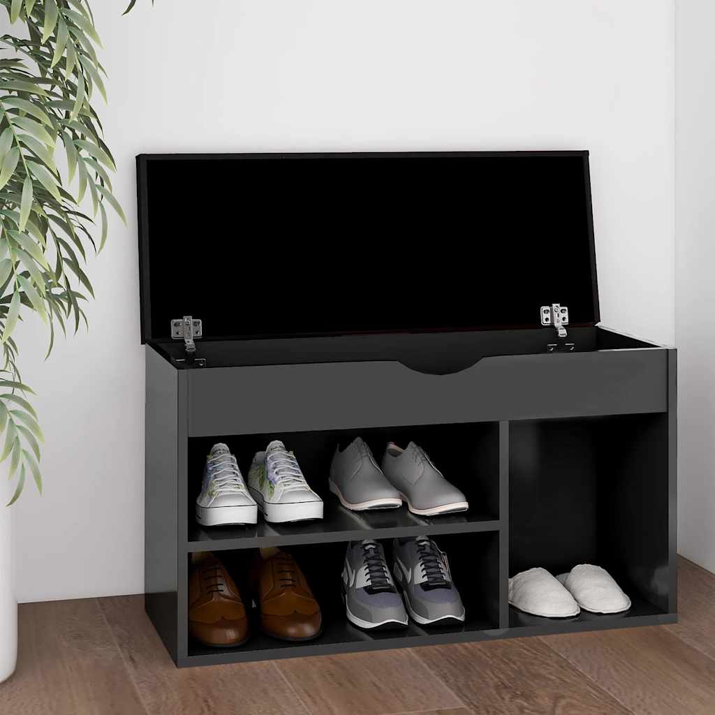 Shoe Bench with Cushion Grey 80x30x47 cm Engineered Wood
