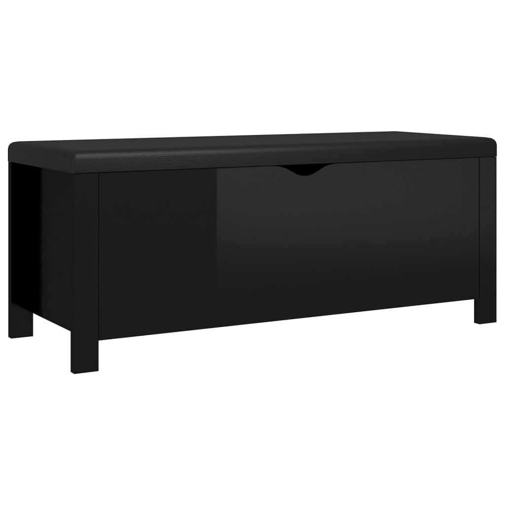 Storage Box with Cushion High Gloss Black 105x40x45 cm Engineered Wood