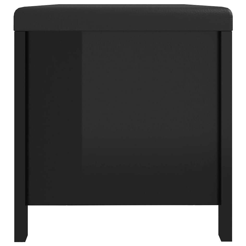 Storage Box with Cushion High Gloss Black 105x40x45 cm Engineered Wood