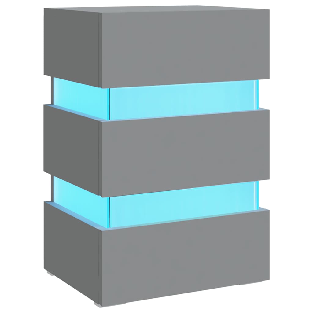 LED Bedside Cabinet Grey 45x35x67 cm Engineered Wood