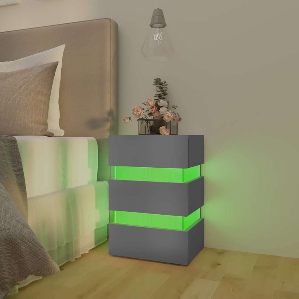 LED Bedside Cabinet Grey 45x35x67 cm Engineered Wood