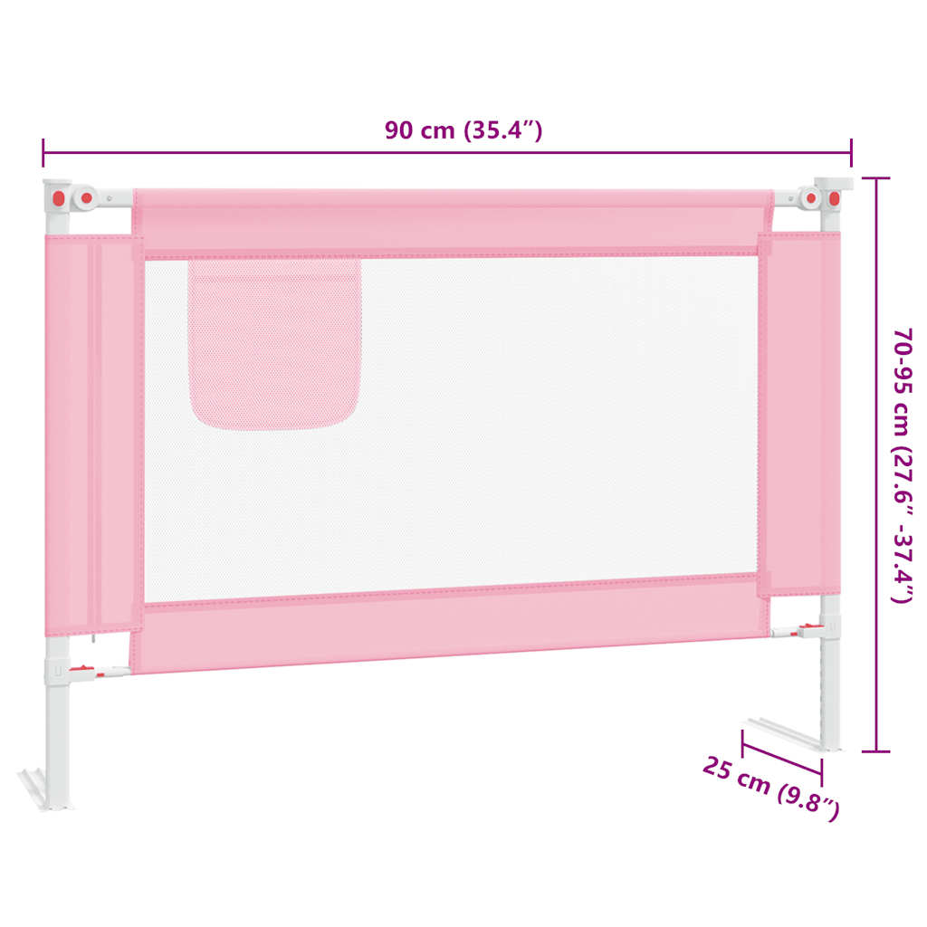 Toddler Safety Bed Rail Pink 90x25 cm Fabric