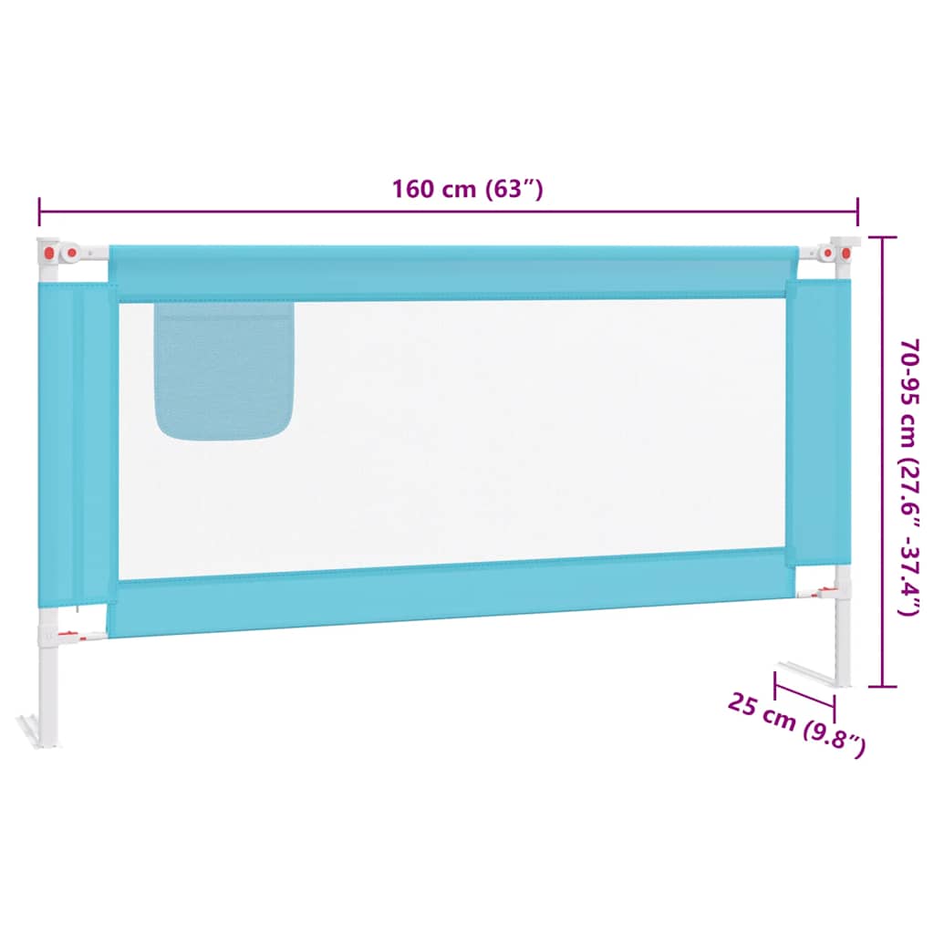 Toddler Safety Bed Rail Blue 160x25 cm Fabric